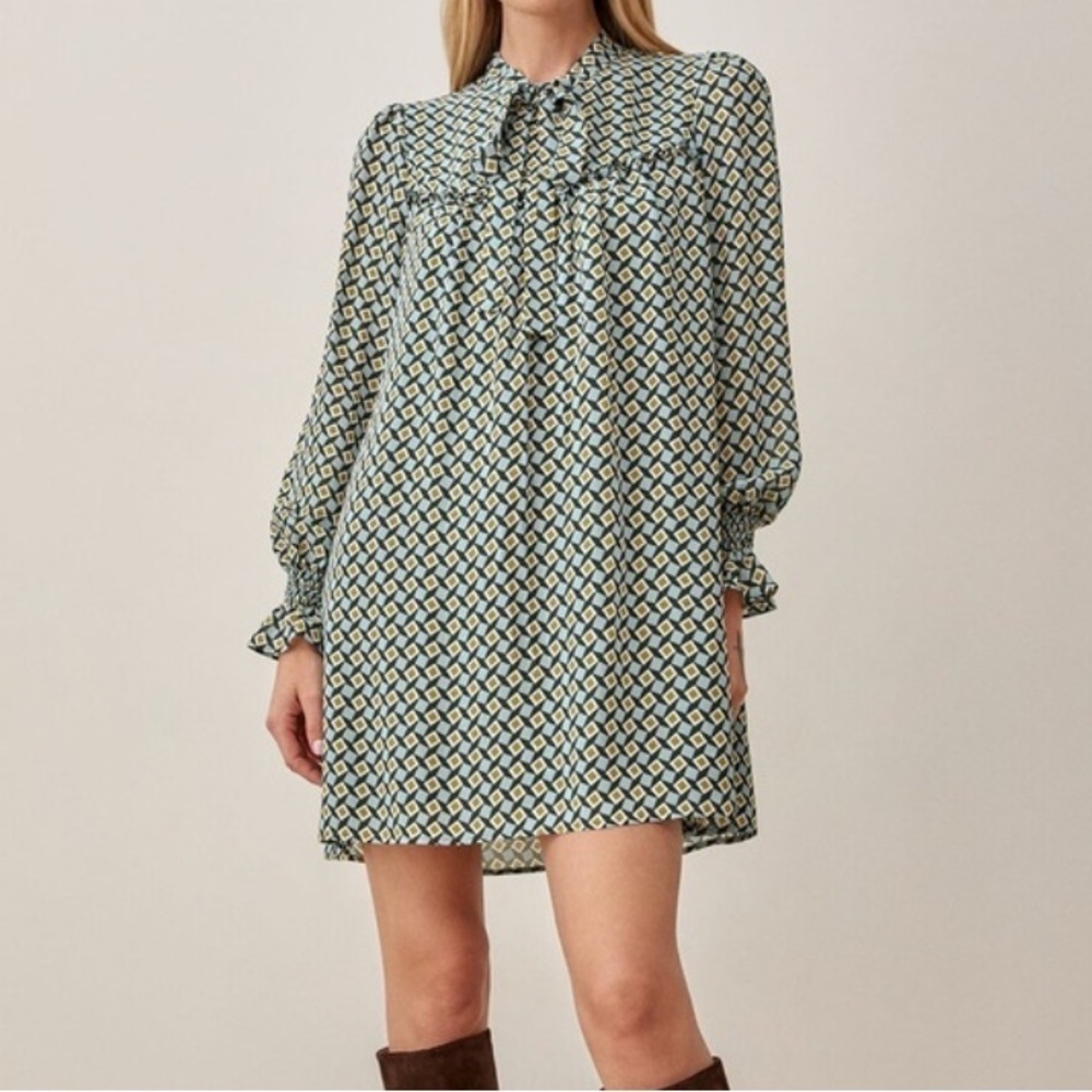 Reformation Cyril Mod Mini Dress in Green Mosaic Size M EUC